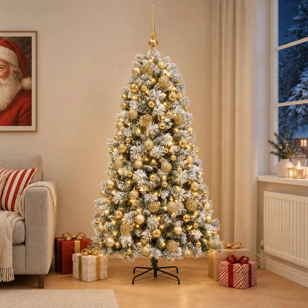 Albero di Natale artificiale con rami snodati e palline 240 cm 3466632
