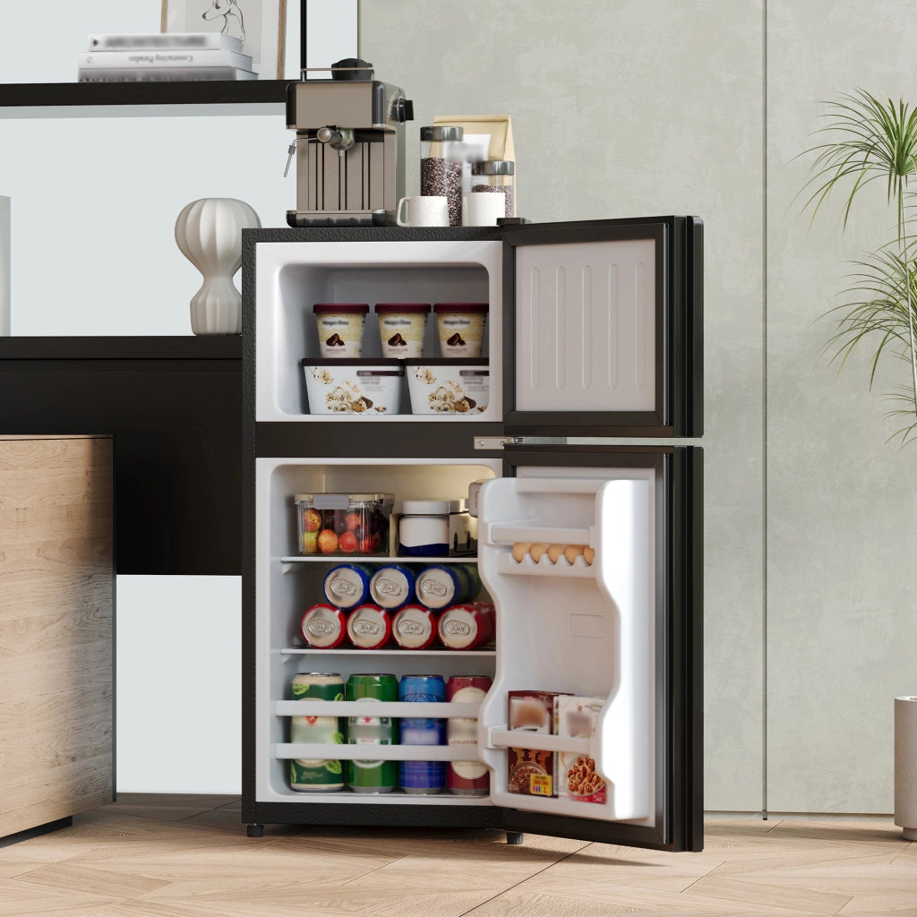 Minifrigo 60 l con congelatore da 22 l porta in vetro LED regolazione a 7 livelli nero 42.5 × 44.5 × 87.5 cm