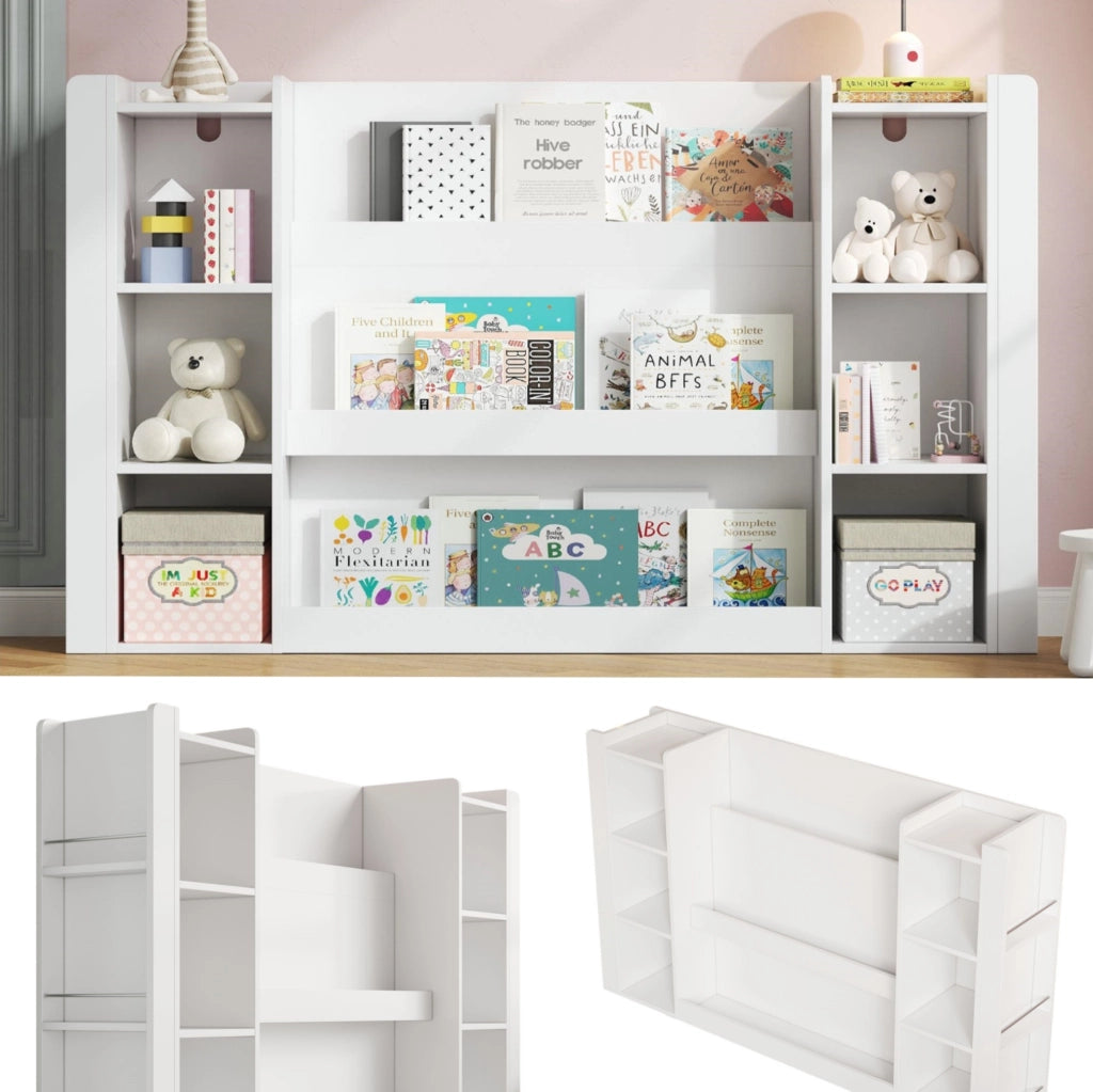 Libreria per Bambini in Legno con Ripiani Aperti e Angoli Arrotondati Bianca per Cameretta