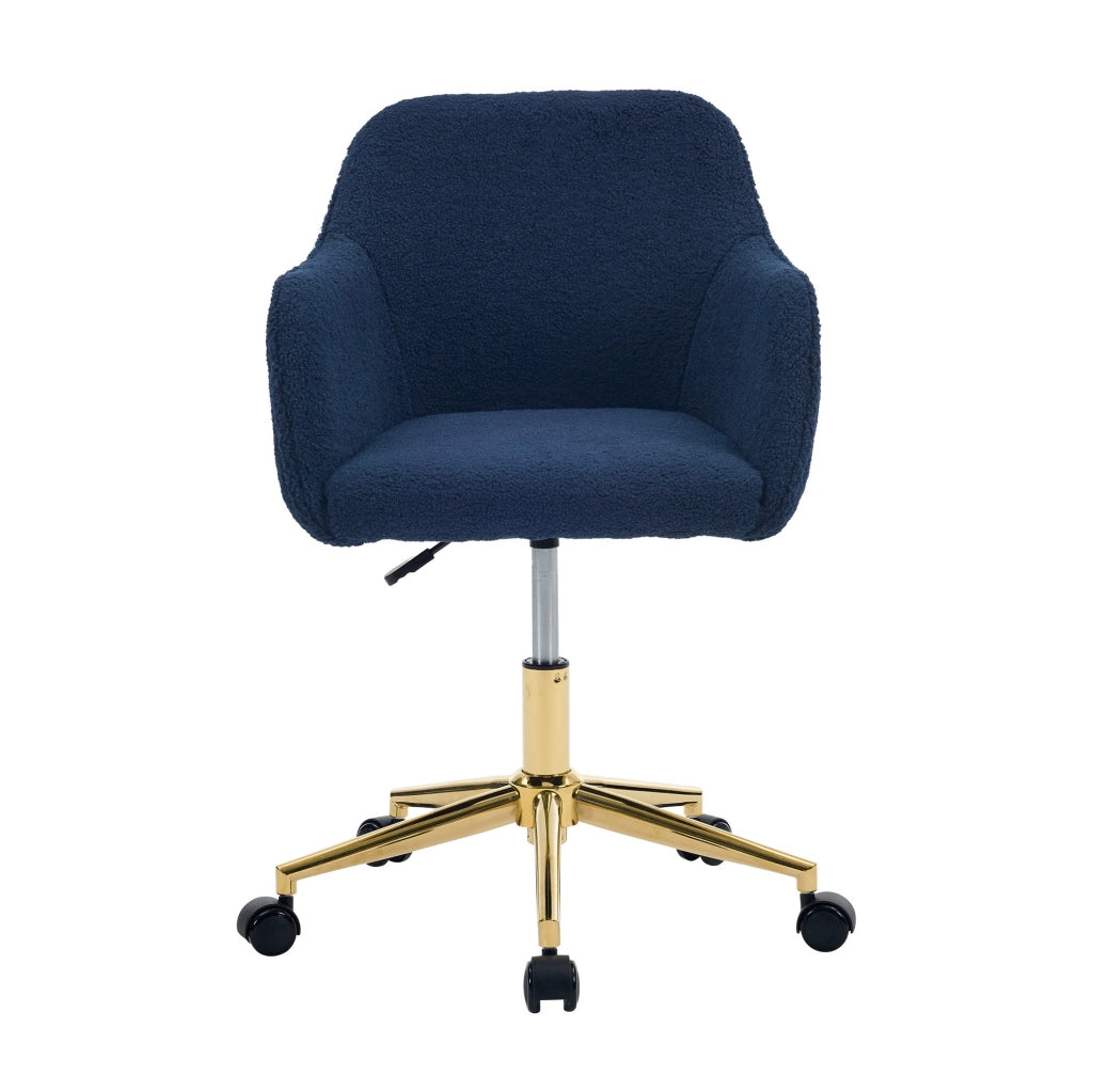 Sedia da ufficio 58x63x77-86 cm in tessuto peluche blu scuro, regolabile