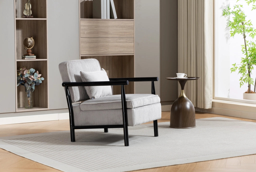 Poltrona 83x66x73 cm grigio chiaro – con cuscino lombare e vano contenitore, velluto
