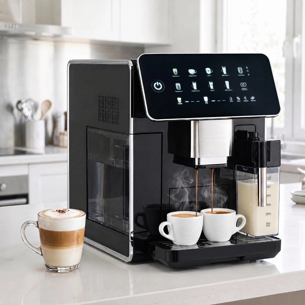 Machina da caff¨¨ automatica con macinacaff¨¨ e montalatte, Macchina caff¨¨ grani con display e autopulizia