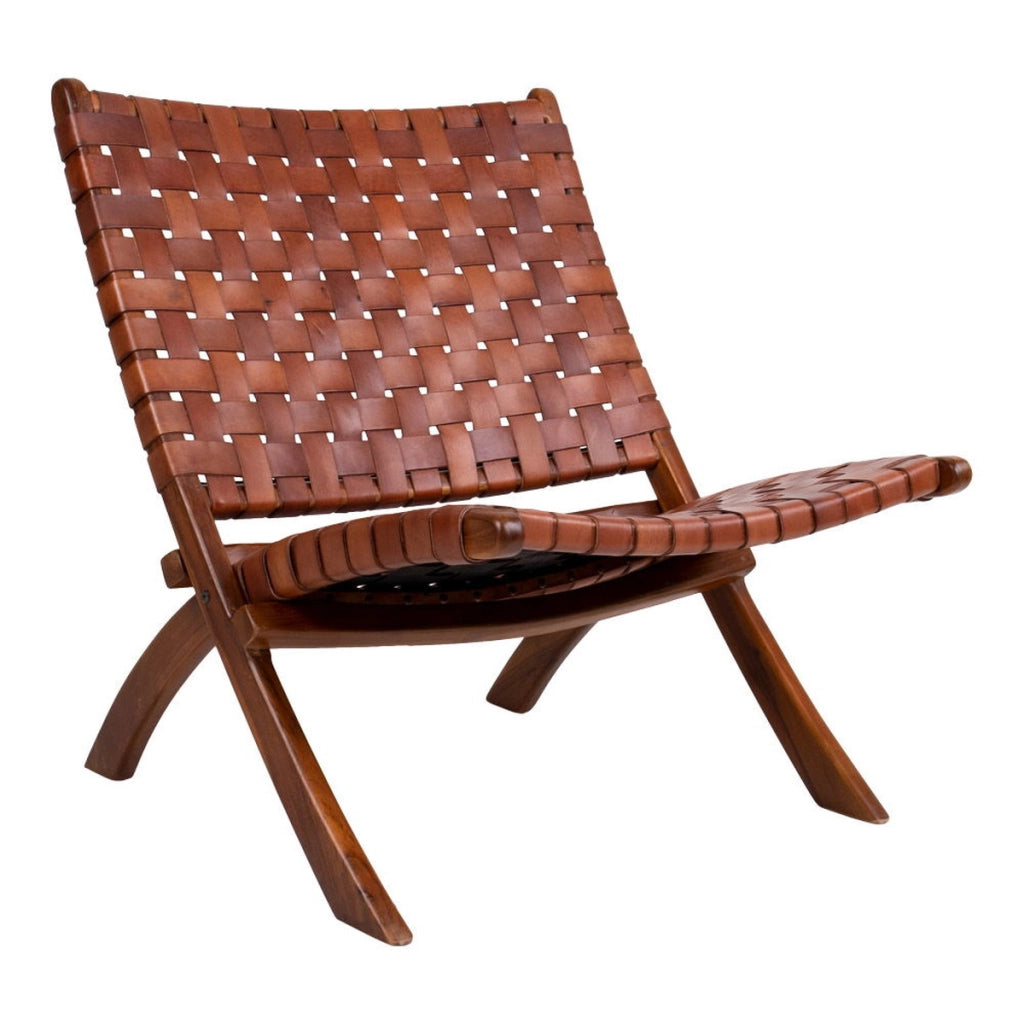 Poltrona Pieghevole Perugia, Marrone, Pelle, 74x66x73 cm