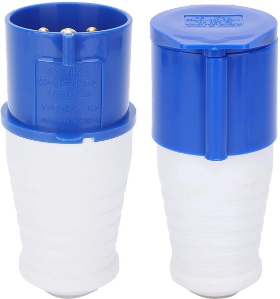 2 Pezzi 3 Pinne Connessione - Impermeabile - 32A 220-250V - Contattino Elettrico - Sicuro e Duraturo - Adatto per Macchine - Maschio