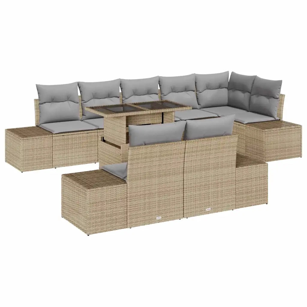 Set Divano da Giardino 9 pcs Beige Poly Rattan 3357943