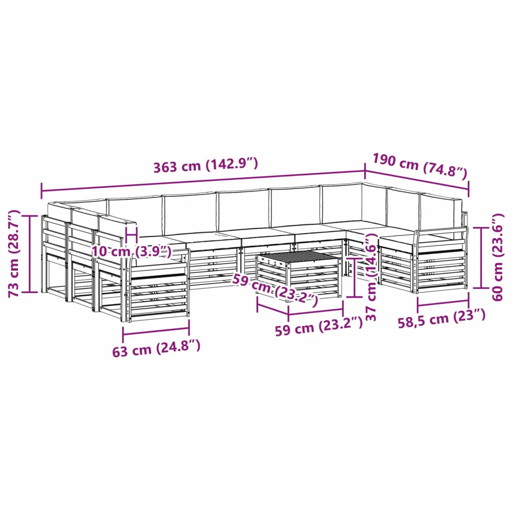 Set di divani da esterno 11 pcs Bianco e Antracite 3392627
