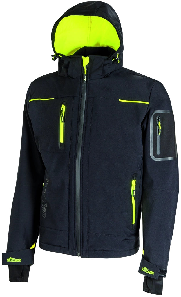 U-Power GIACCA SOFTSHELL SPACE Col. Nero/Giallo  Mis. XL