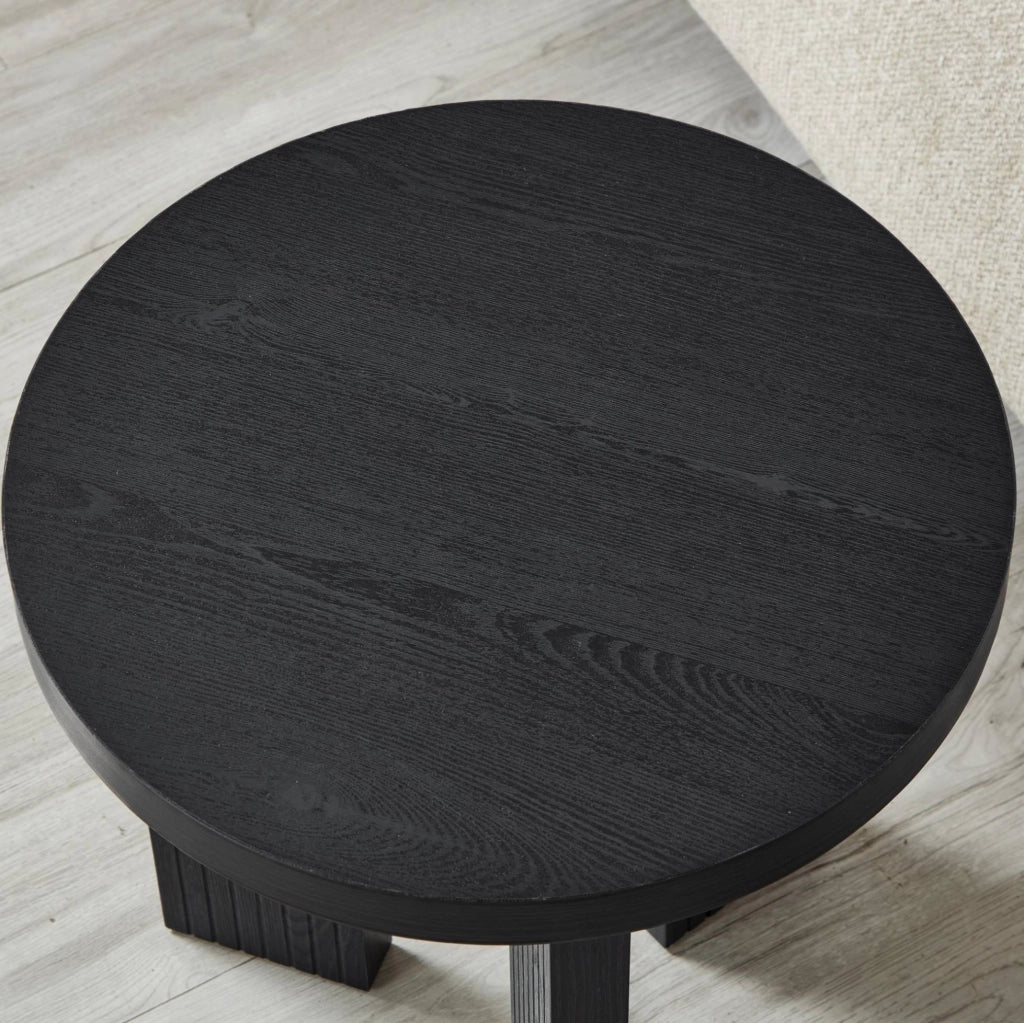 Tavolino rotondo da salotto in MDF nero HOMVRA
