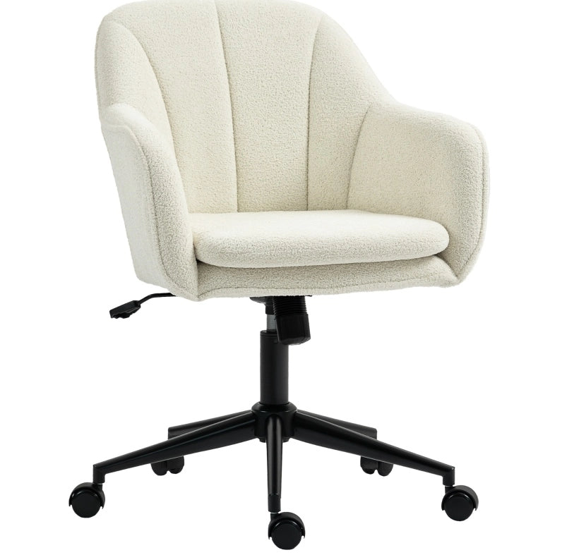 Sedia da ufficio girevole beige in tessuto effetto velluto
