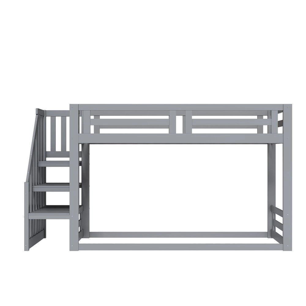 Letto a castello singolo ¨C Minimal ¨C grigio 90x200cm legno massello pino con rete a doghe