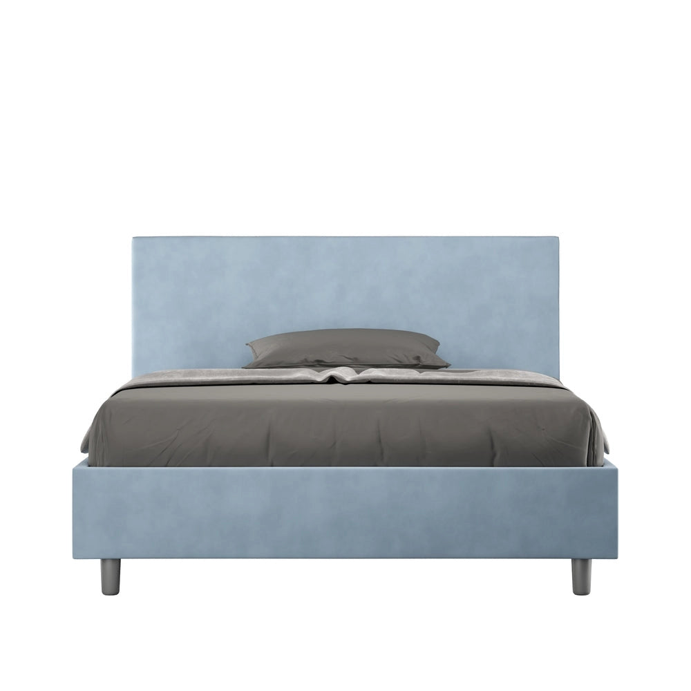 Letto Matrimoniale Francese 140x200 cm con Rete e Contenitore Adele Azzurro