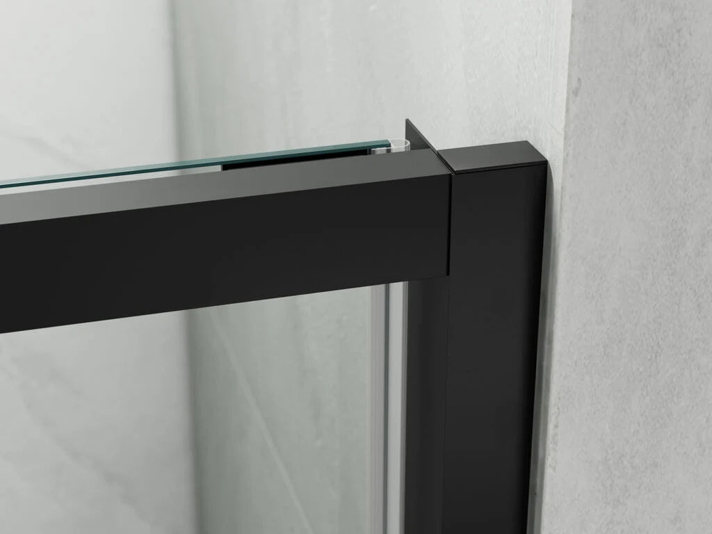 Box doccia angolare SPAZIO fisso 25 + porta 65 + laterale fisso 90x80 cm (84.5-87/76.5-79) nero opaco