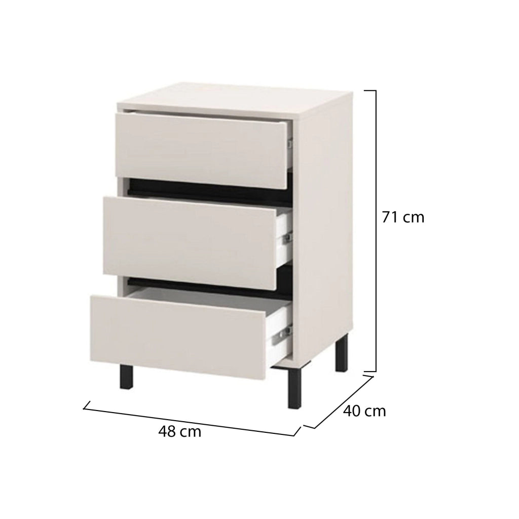 Combarren, Comodino un Ripiano, 48x40x71h cm Bianco