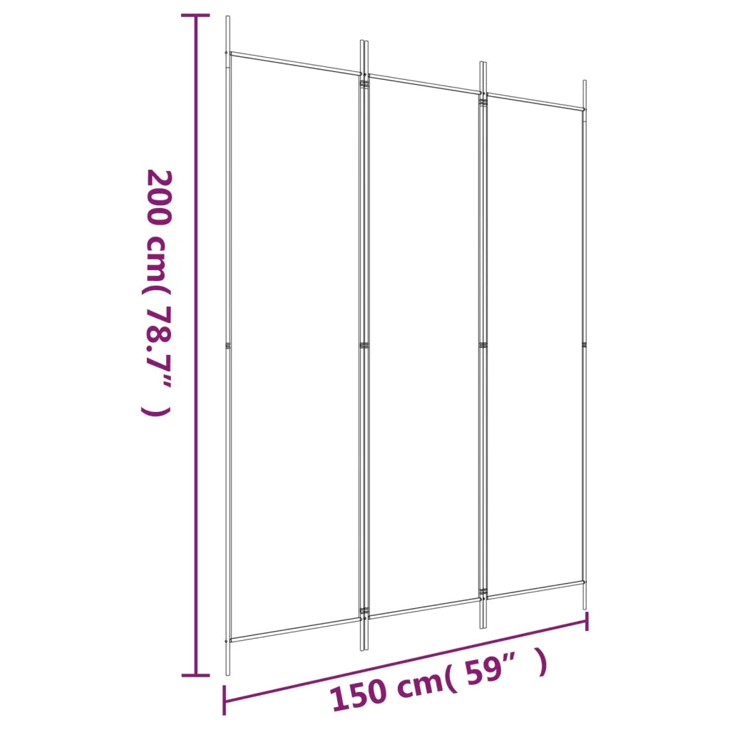 Divisorio a 3 Pannelli Antracite 150x200 cm in Tessuto 350180