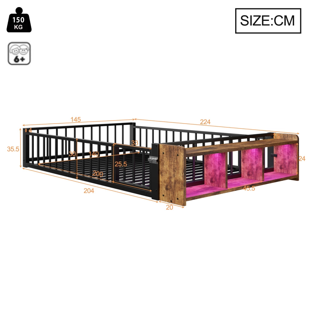 letto basso metallo mdf nero 140 x 200 cm