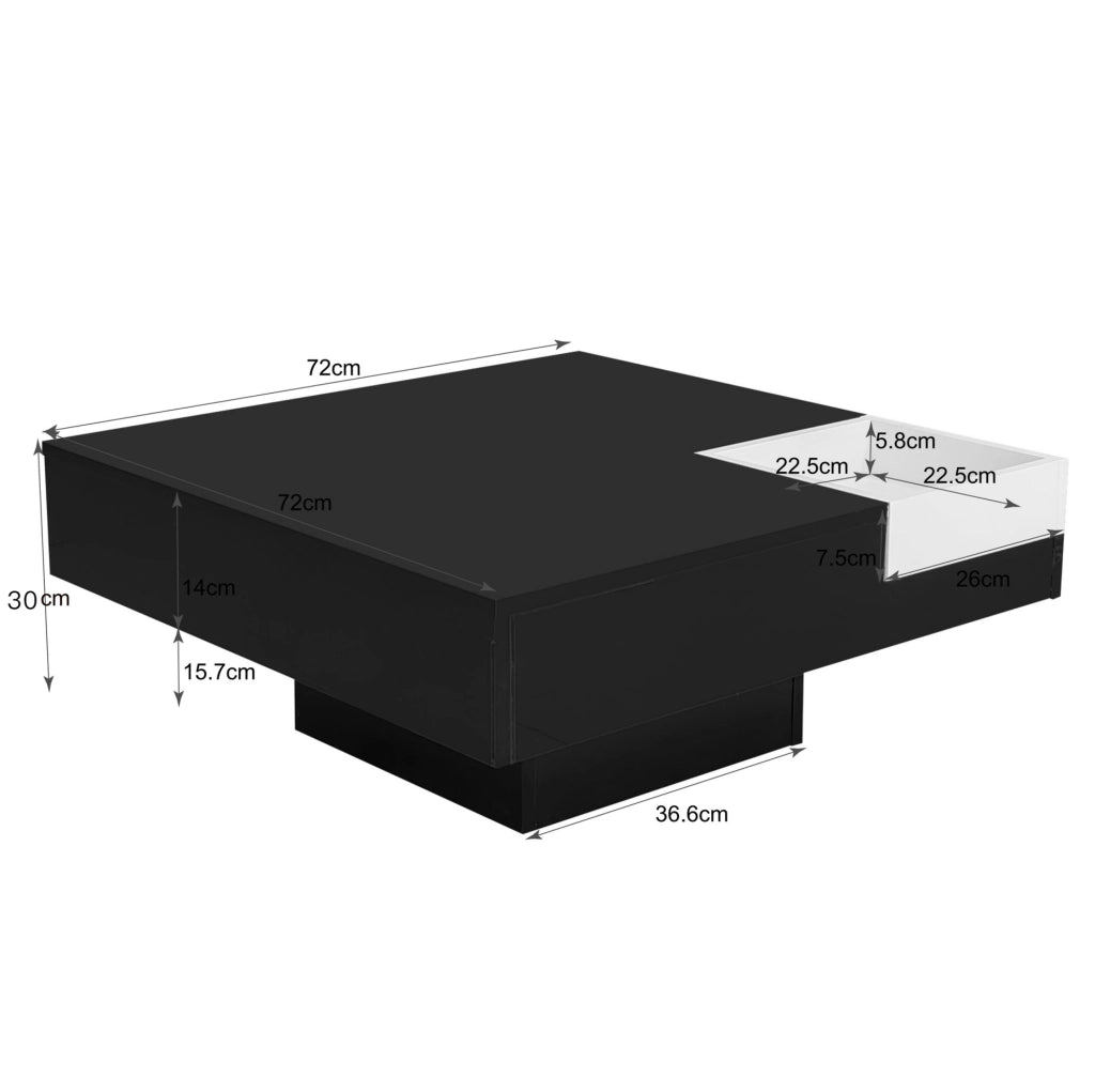 Tavolino da caff¨¨ 72x72x30 cm con box removibile e LED multicolore
