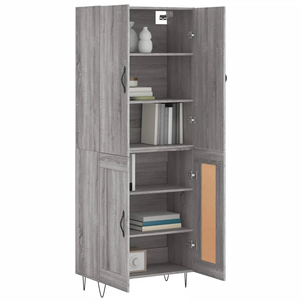Credenza | Madia | Buffet da pranzo | Armadio da pranzo Grigio Sonoma 69,5x34x180 cm in Legno Multistrato