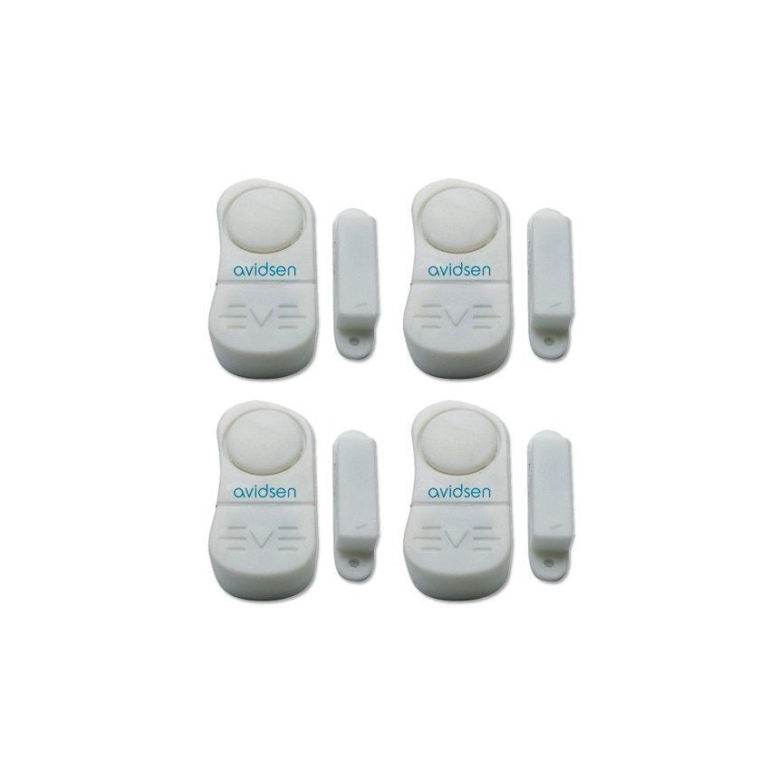 Avidsen 100324 Kit 4 Mini Allarmi Magnetici Porte Finestre Sirena 95 dB Funzione Campanello Batterie Incluse