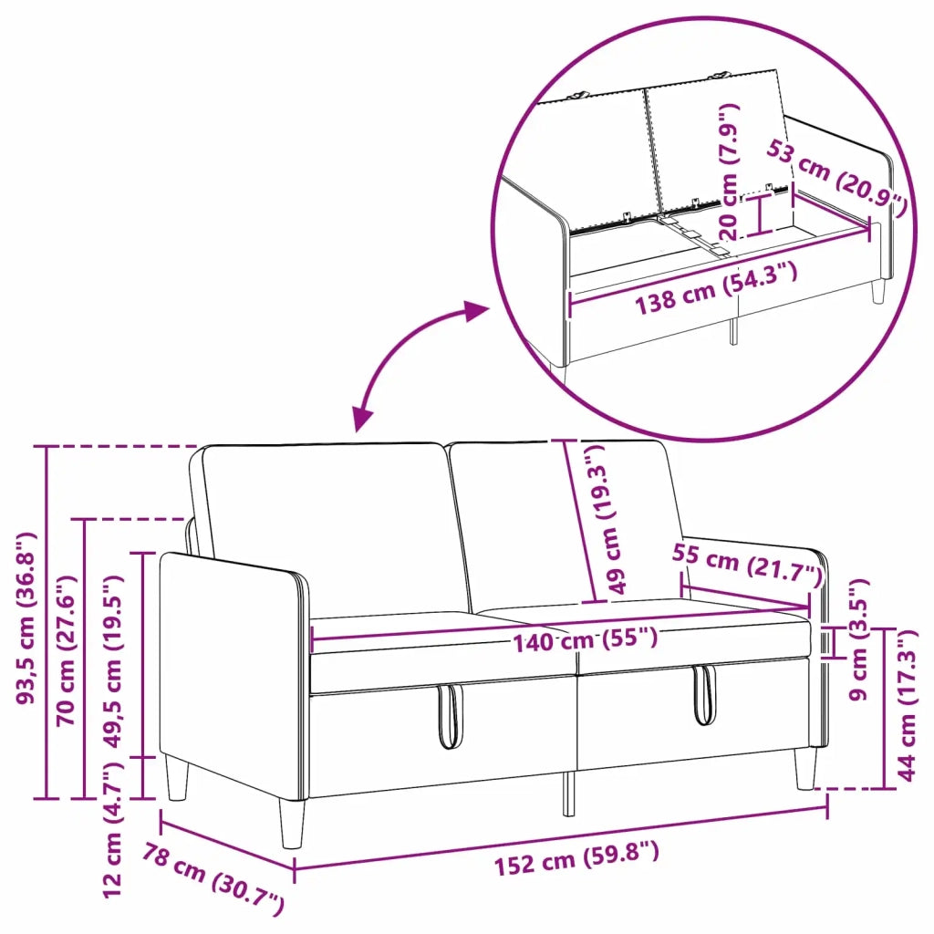 Set di Divani con Storage 2 pz Viola Poliestere 3429203