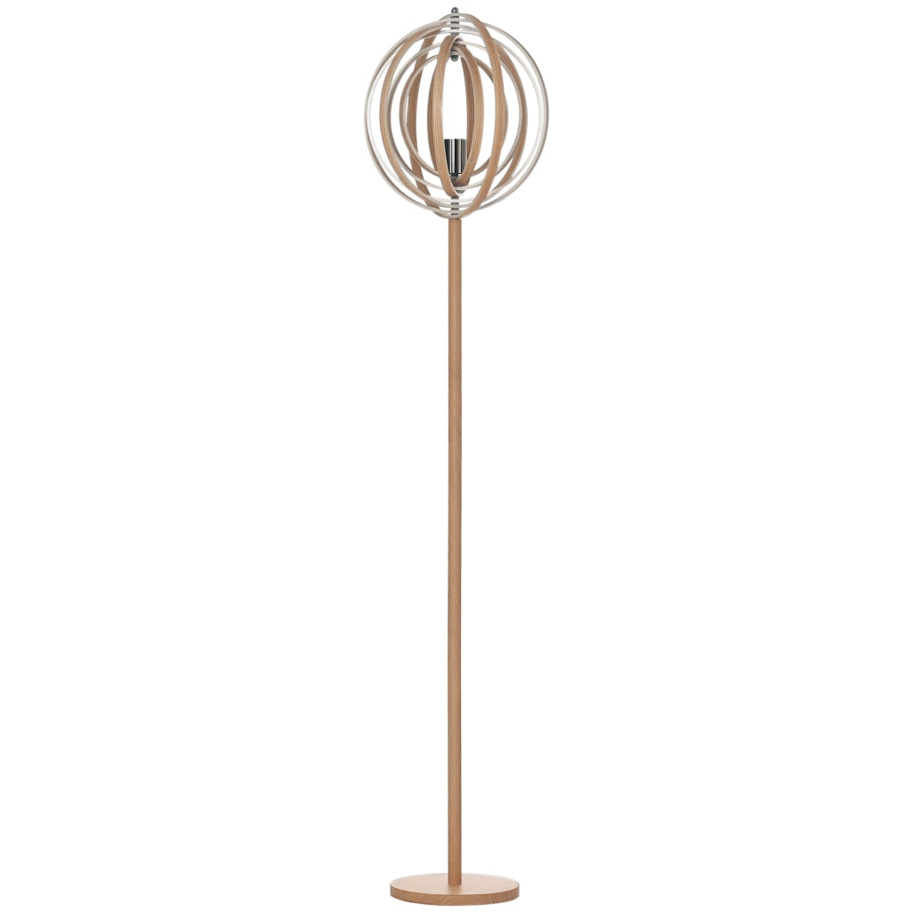 Lampada da terra moderna in legno e ferro con paralume ad anelli regolabili per soggiorno e camera attacco E27 Ф38 x 160 cm