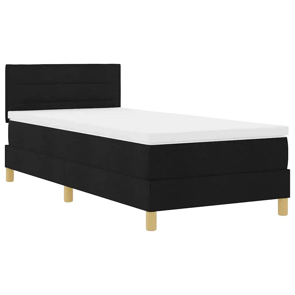 Letto a Sorgente LED con materasso Nero 90 x 200 cm Tessuto