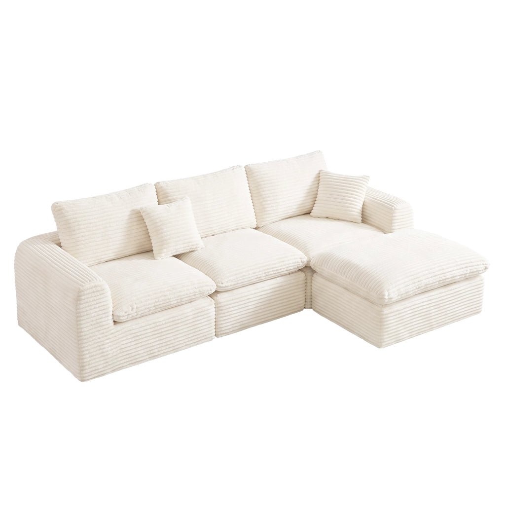 Divano modulare angolare con convertibile 3-in-1, funzione letto in schiuma e molle beige