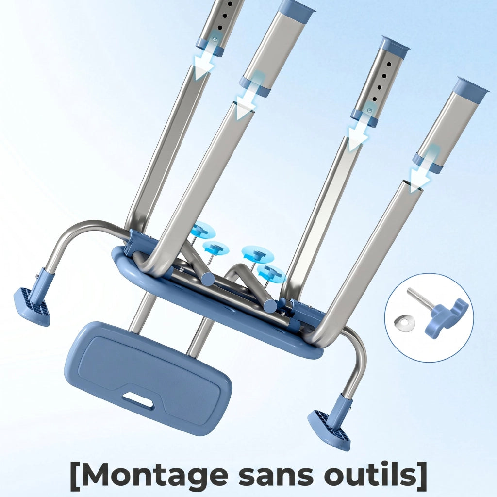 Sgabello da doccia ergonomico con braccioli e schienale regolabili ¨C Minimal ¨C blu