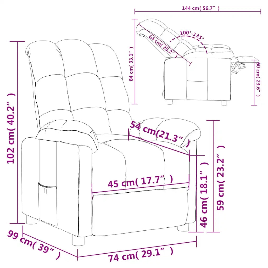 Poltrona | Sedia Relax Reclinabile in Tessuto Grigio Scuro