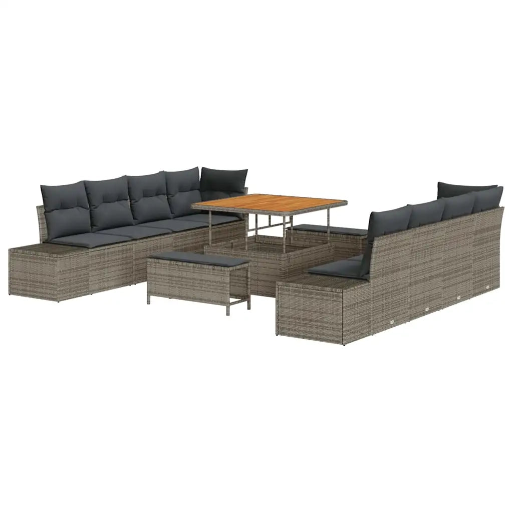 Set Divano da Giardino con cuscino 11 pcs Grigio polyrattan 3362768