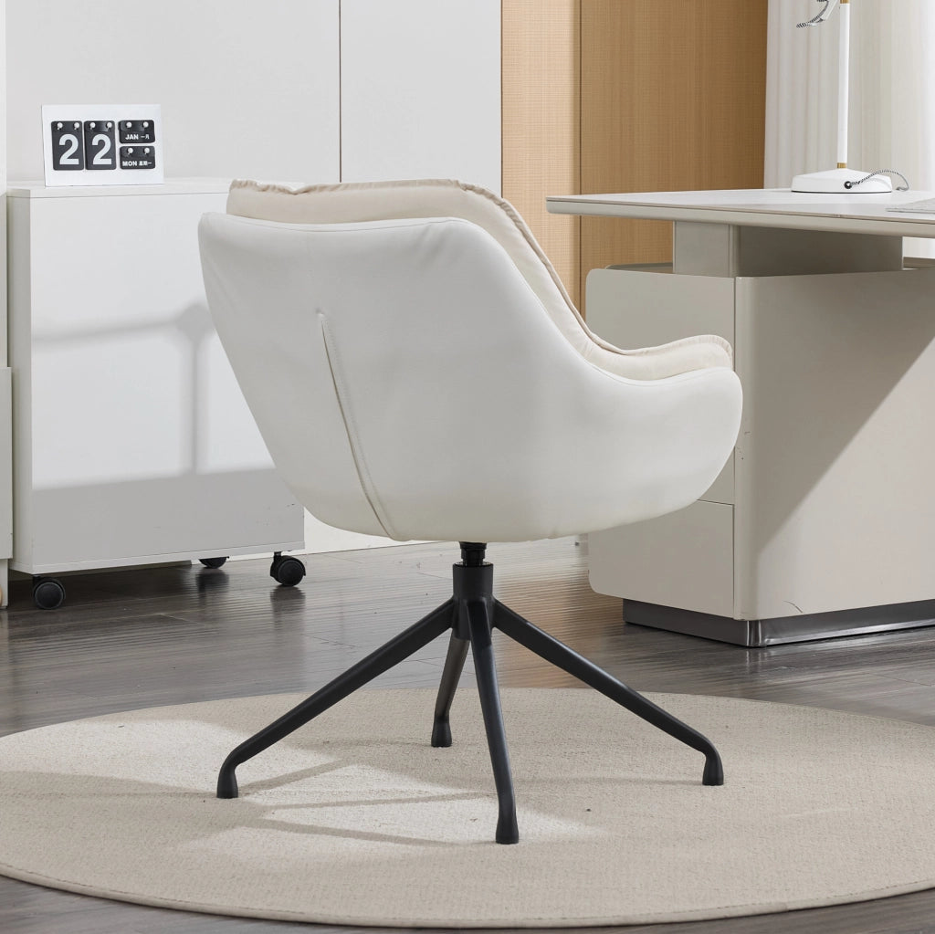 Sedia da ufficio in similpelle con braccioli, seduta ergonomica ampia e base girevole 360°