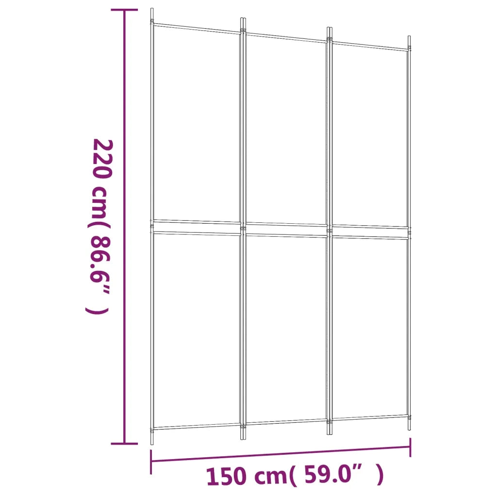 Divisorio Ambienti | Divider per stanze | Paravento a 3 Pannelli Antracite 150x220 cm in Tessuto