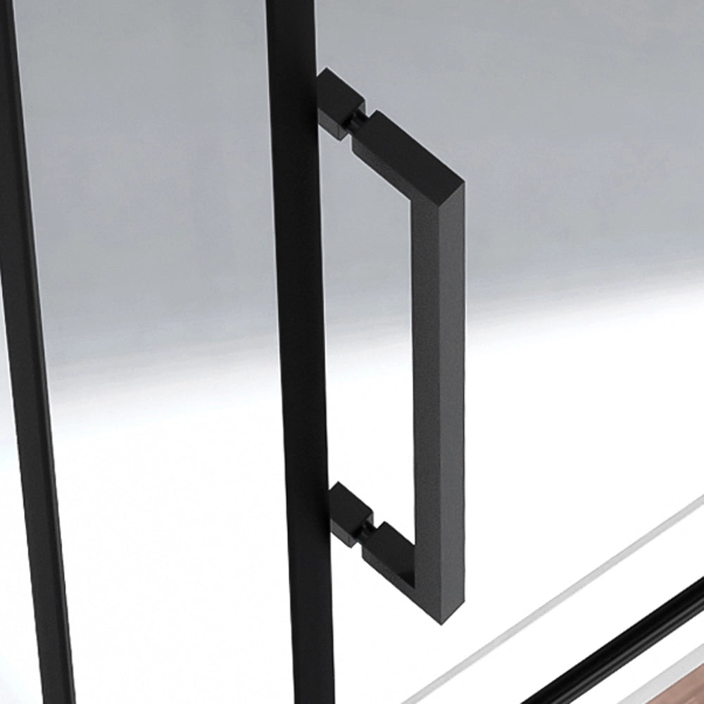 Box doccia angolare a soffietto 90x80 in vetro temperato trasparente con profili nero opaco Neos