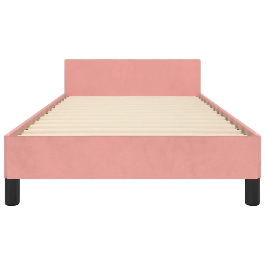 Letto singolo | Letto per adulti | Giroletto con Testiera Rosa 80x200 cm in Velluto