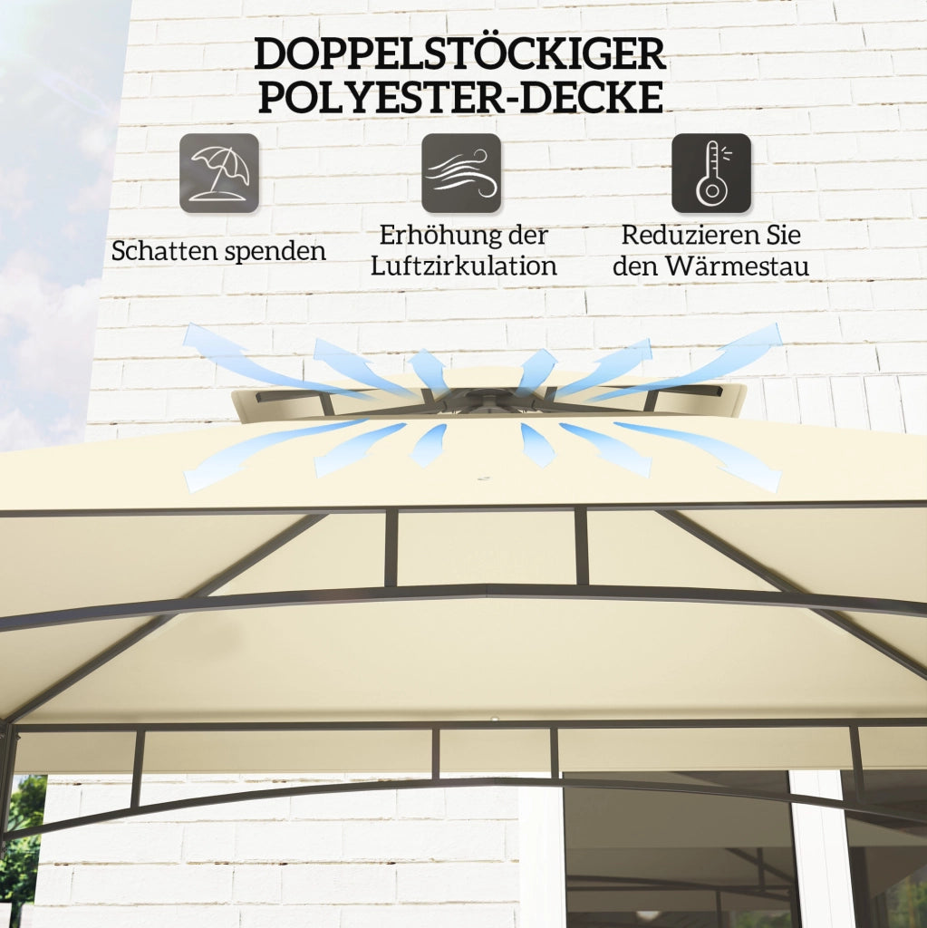 Gazebo per barbecue in acciaio beige 240 x 150 x 257 cm