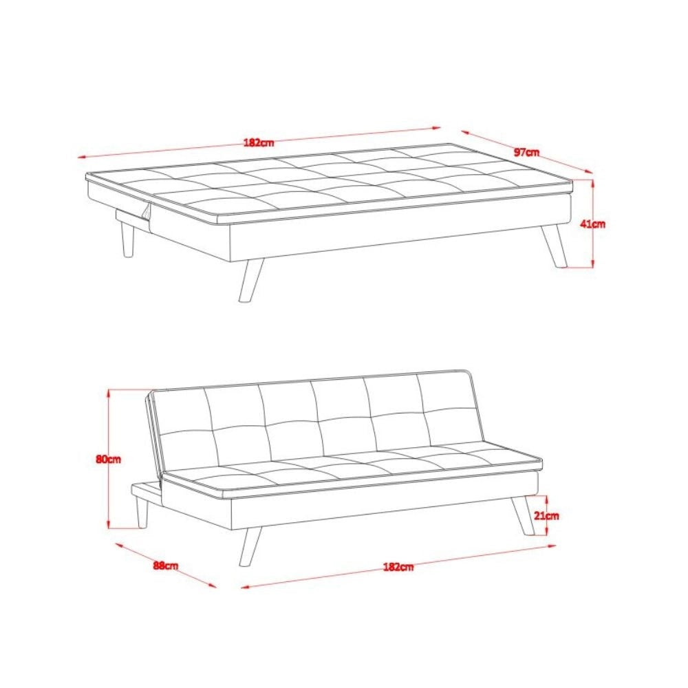Divano letto Lunaria 3 posti colore grigio design moderno 182x88x80H
