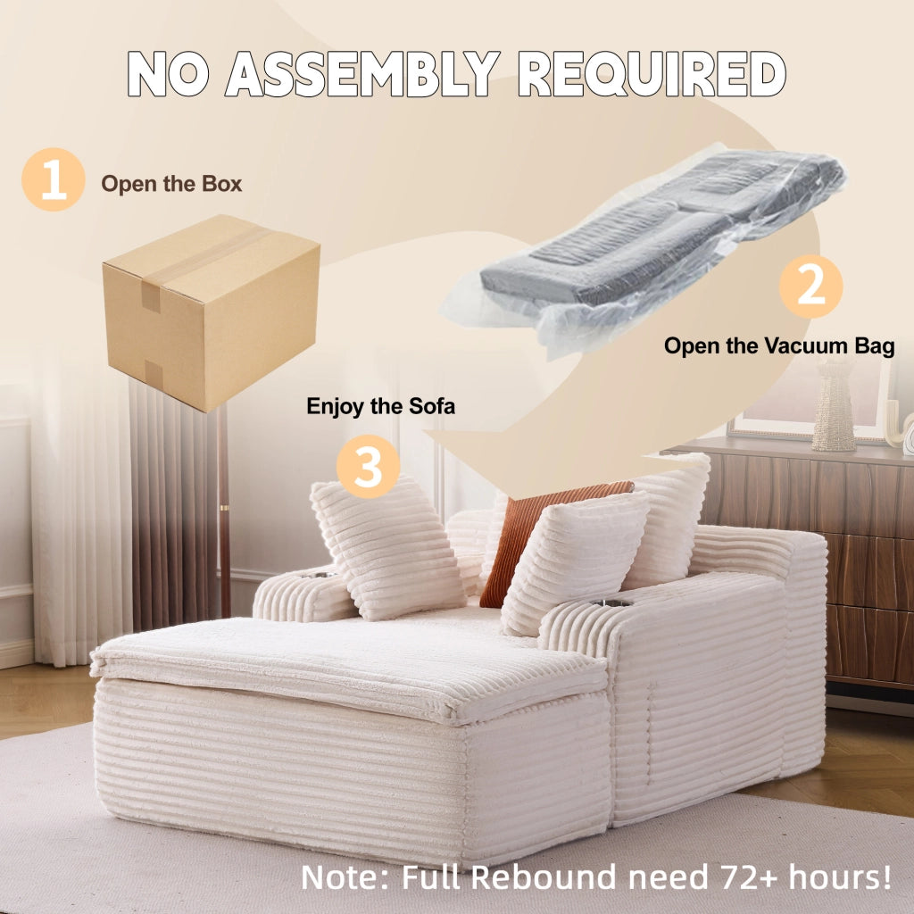 Divano letto 3 posti con chaise longue ¨C Minimal ¨C beige