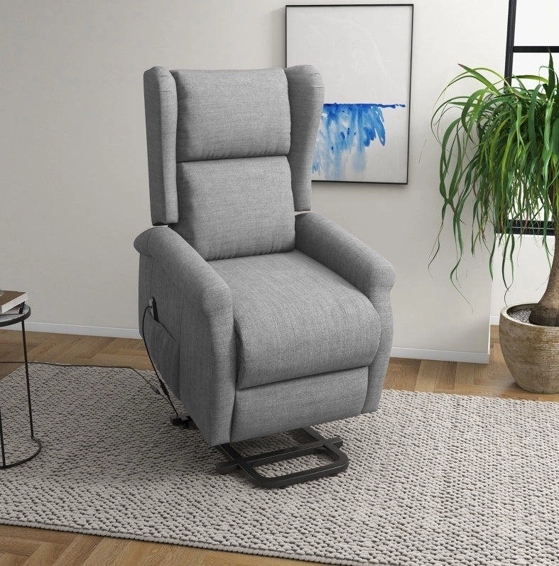 Poltrona Relax con Funzione Alzapersone e Recliner Elettrico, 72,5x94x109 cm, Grigio, Portata 200 kg