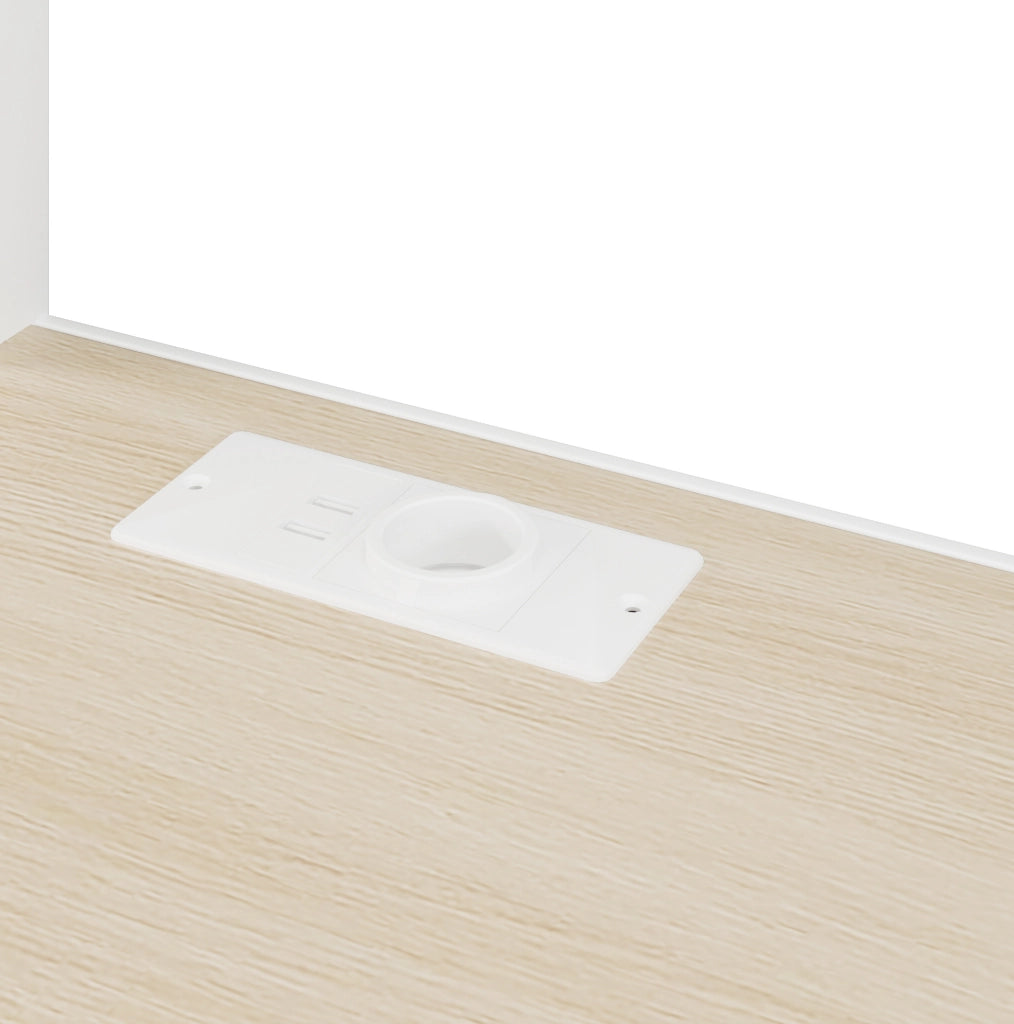 Letto a soppalco 90x200 cm con scrivania, LED, USB e scala contenitore in metallo e MDF bianco