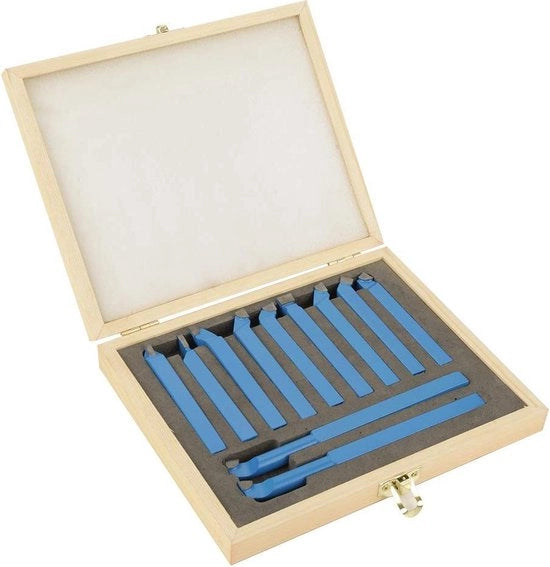 Set di utensili per taglio a mano con banco a mano 8 mm per lavori in acciaio con set di utensili per taglio a carburo - Banca a mano universale semiautomatica automatica - 11 pezzi con scatola in legno.