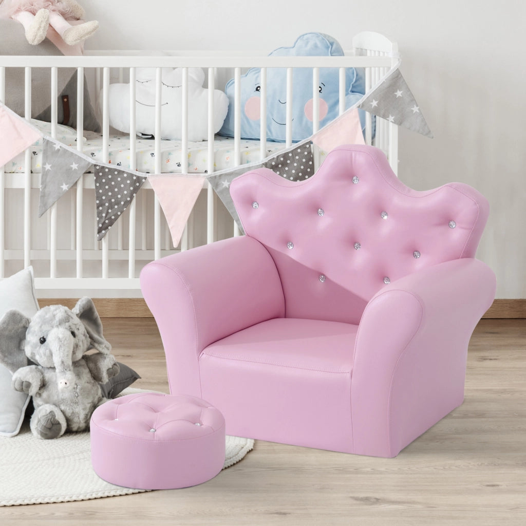Divano per bambini con pouf ¨C zephmum ¨C rosa