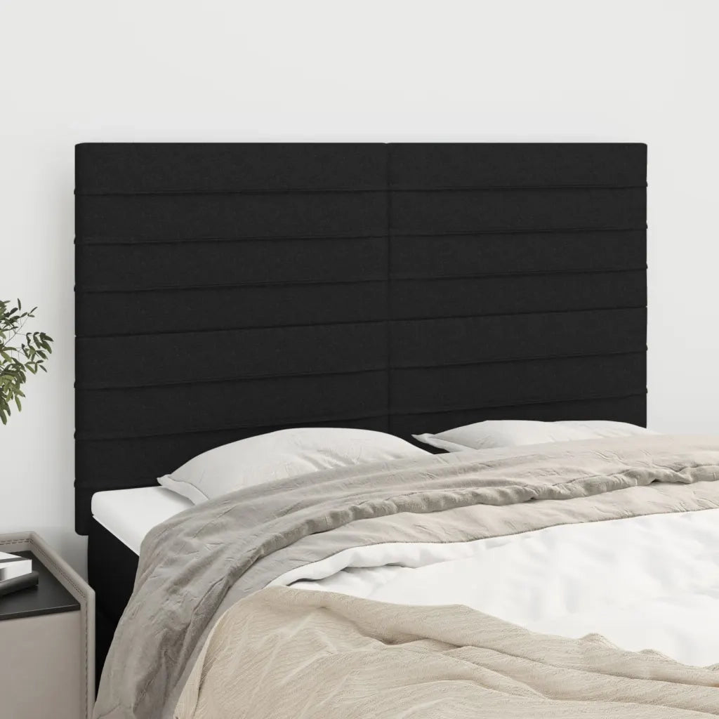 Testiera | Testata Nera 144x5x118/128 cm Tessuto