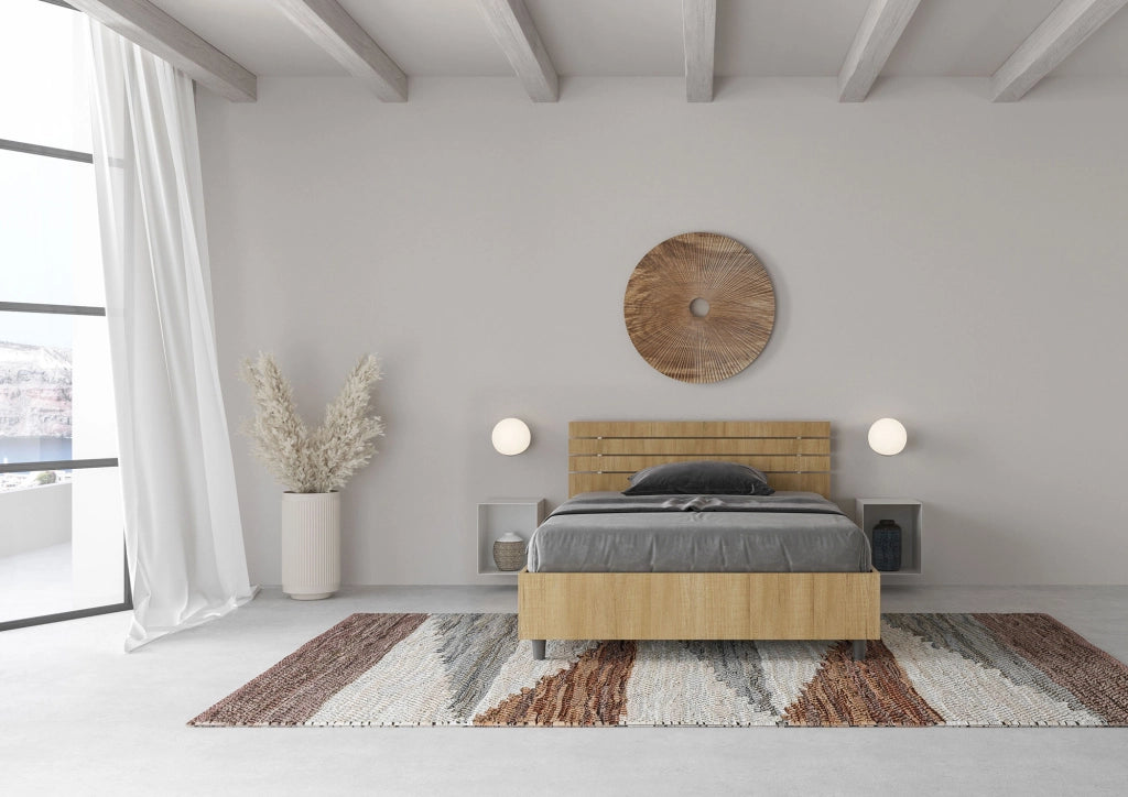 BS COM Letto una piazza e mezza con rete 120x200 testata inclinata con doghe quercia