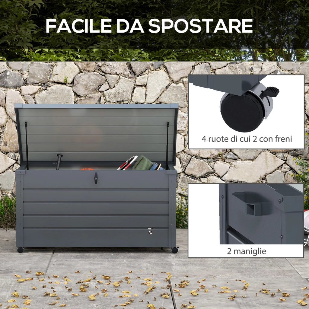 Baule da Giardino ¨C Minimal ¨C Grigio Scuro Acciaio Zincato 120x62x66 cm