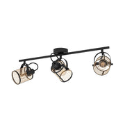 Plafoniera Industrial Dellow 3 Luci Acciaio Nero E