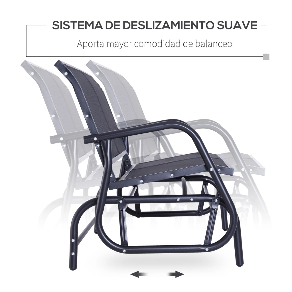 Dondolo da Giardino 2 Posti ¨C Xylo ¨C Metal Texteline 120x70x85cm Grigio