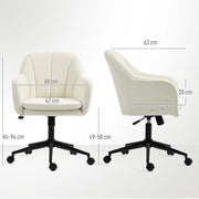 Sedia da ufficio girevole beige in tessuto effetto velluto