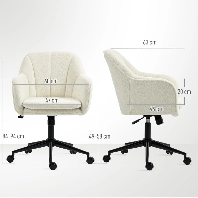 Sedia da ufficio girevole beige in tessuto effetto velluto