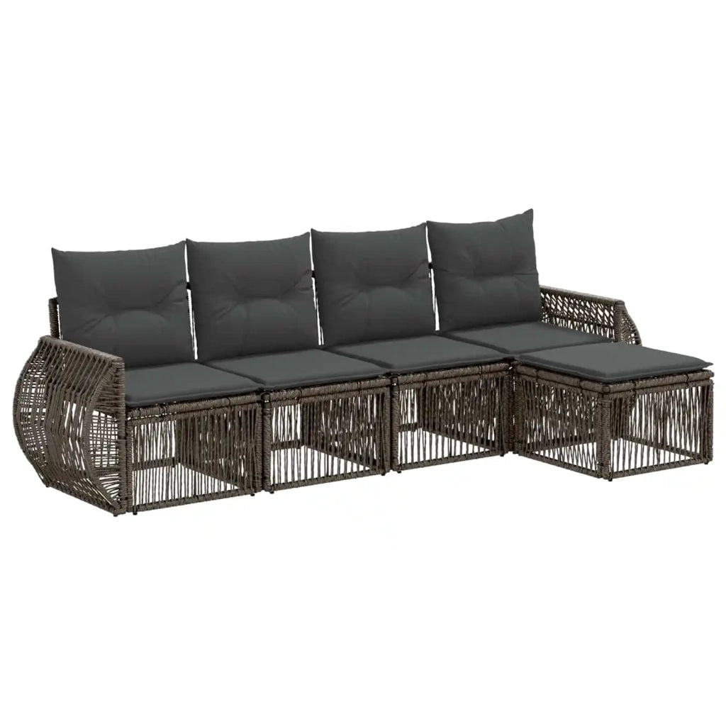 Set Divano da Giardino 5 pz Grigio e Grigio Scuro polyrattan 3435404