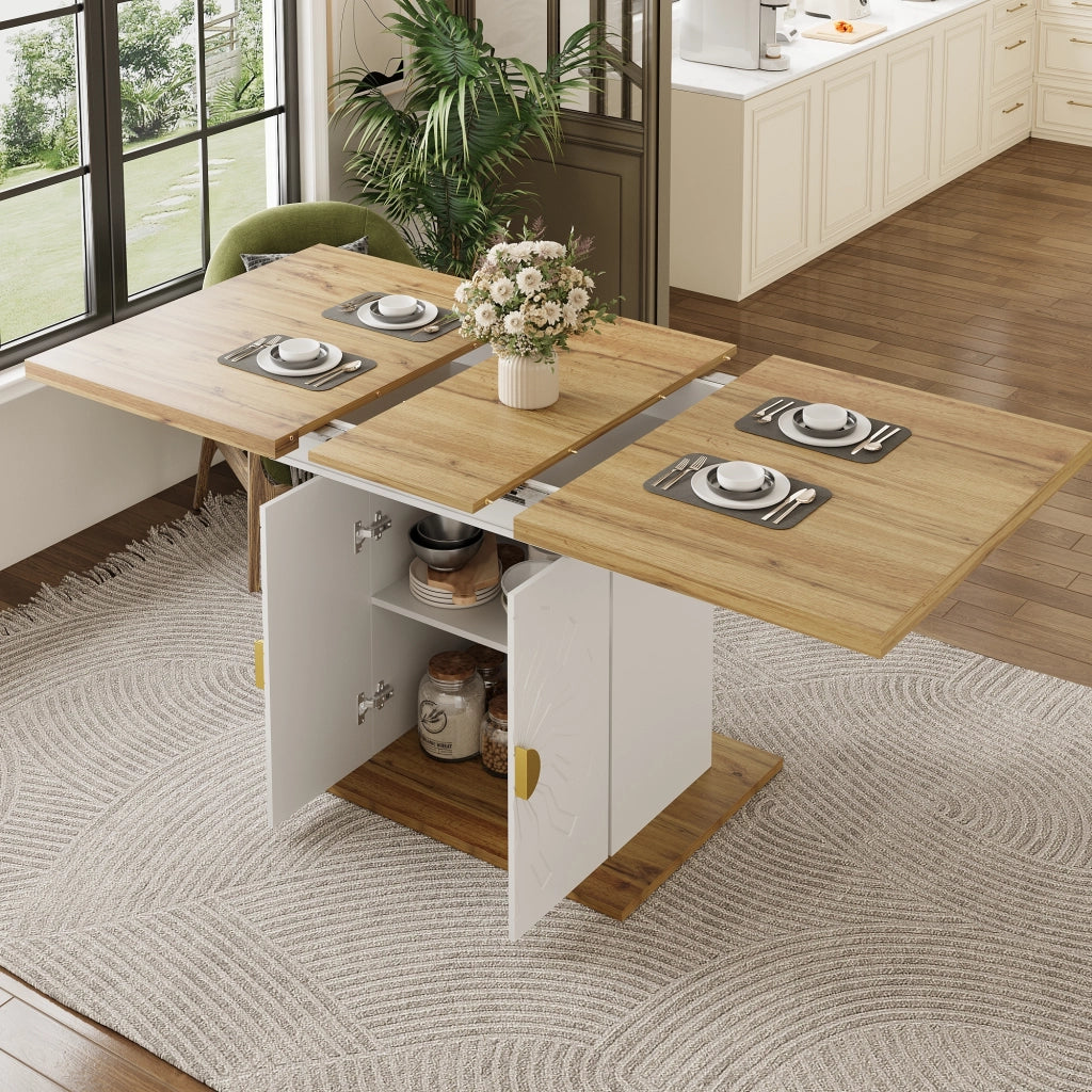 Tavolo allungabile con ripiani in MDF bianco