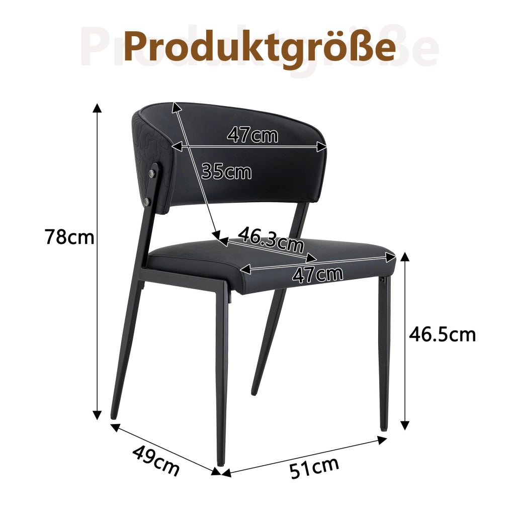 Coppia di sedie da pranzo imbottite nere con struttura in metallo e schienale ergonomico